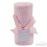 CBP51-P-OLD: Pink Cellular Cotton Roll Blanket